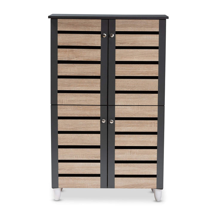 Contemporary Shoe Storage Cabinet Brown Modern Wood Includes Hardware - Diamond Home USA