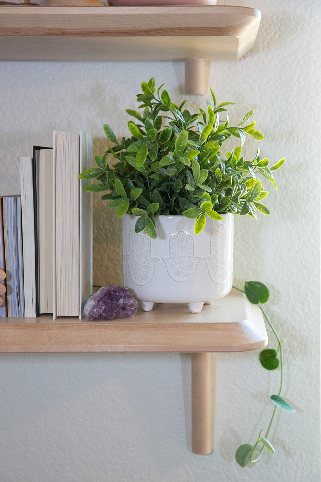 Flora Bunda 6 inch & 4.75 inch Hamsa Hand Footed Planter Set of 2 Ivory - Diamond Home USA