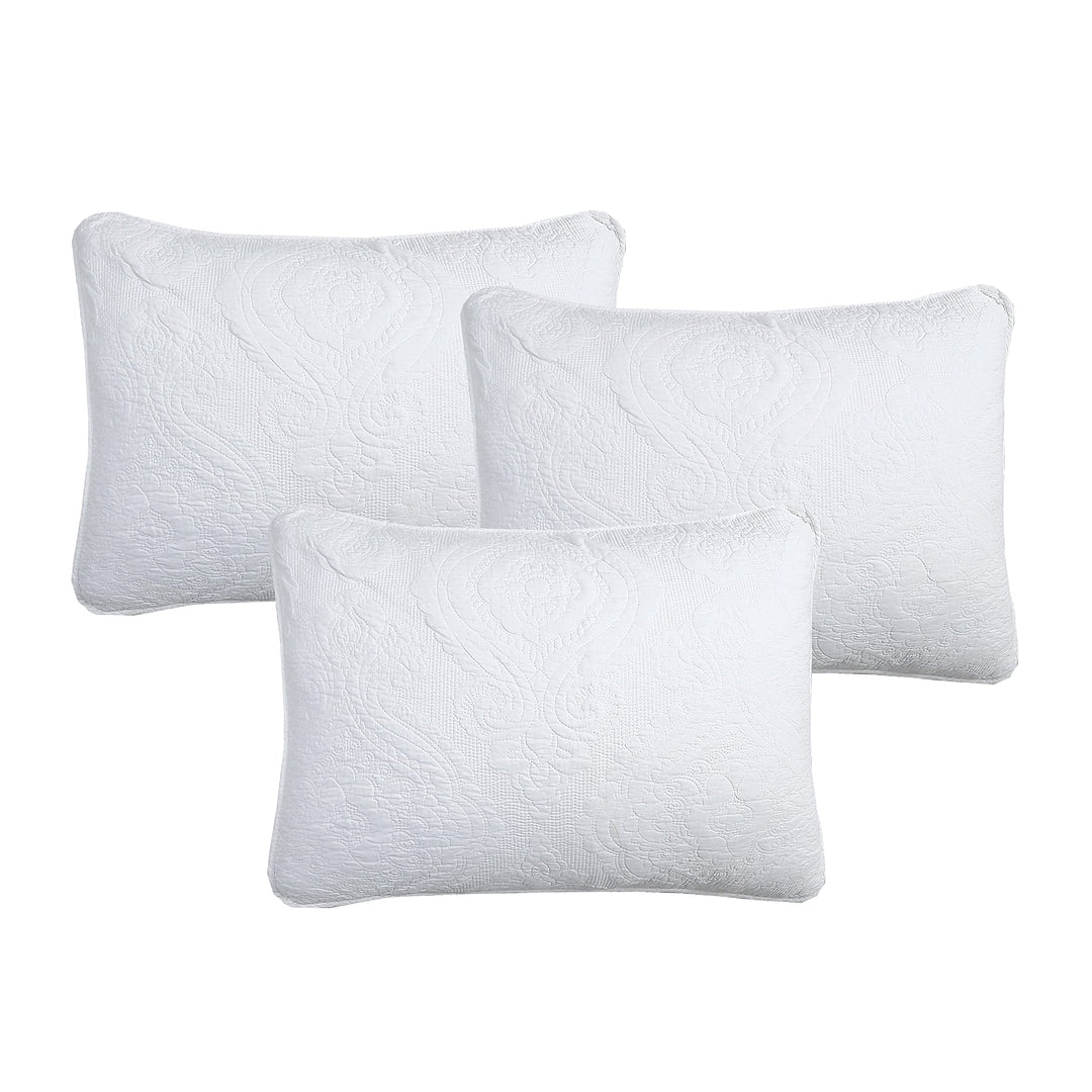 Cozy Line Solid White Chic Medallion Floral 6 Piece Cotton Daybed Quilt - Diamond Home USA