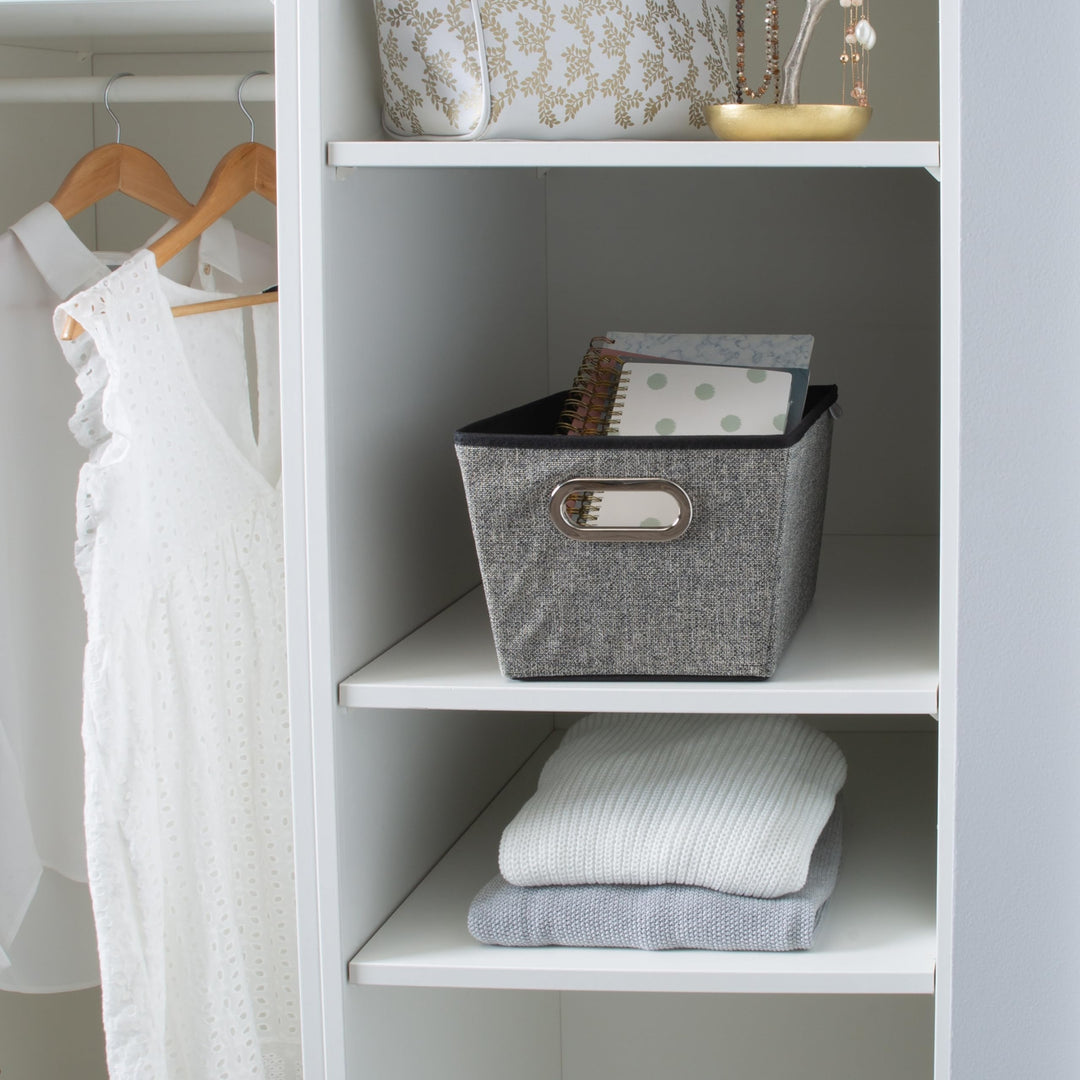 Black Medium Grommet Tote L13"x W10.8"x H7.5" Fabric - Diamond Home USA