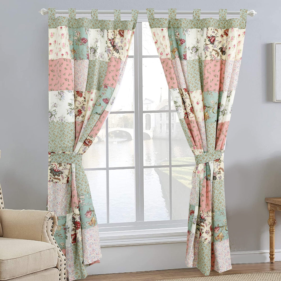 Floral Vine Country Cottage Flower Garden Patchwork Window Curtain