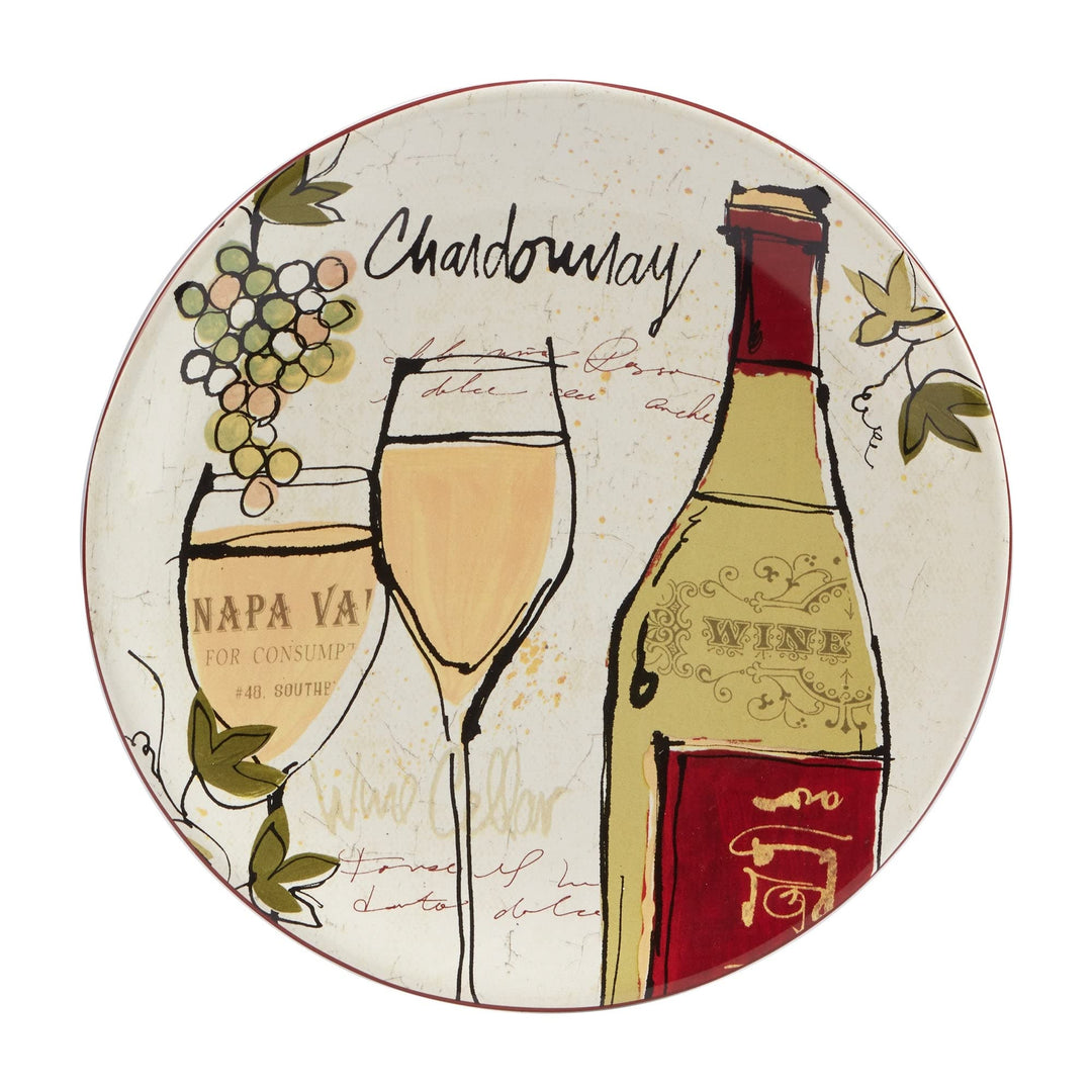 Wine Country 9" Salad/dessert Plates Set Of 4 2 Assorted Designs X 1" Beige - Diamond Home USA