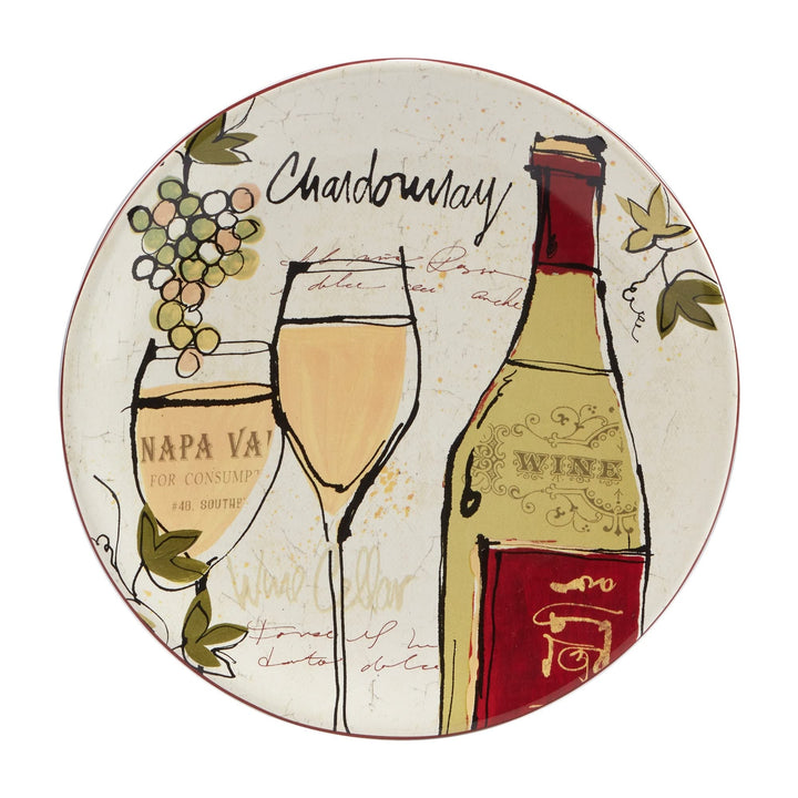 Wine Country 9" Salad/dessert Plates Set Of 4 2 Assorted Designs X 1" Beige - Diamond Home USA