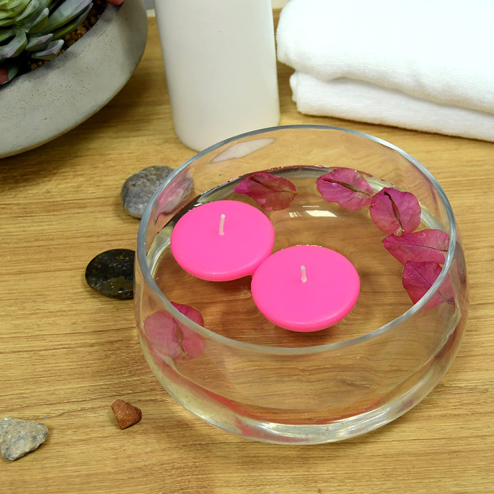 Zest Candle 24-Piece Floating Candles 2.25-Inch Hot Pink
