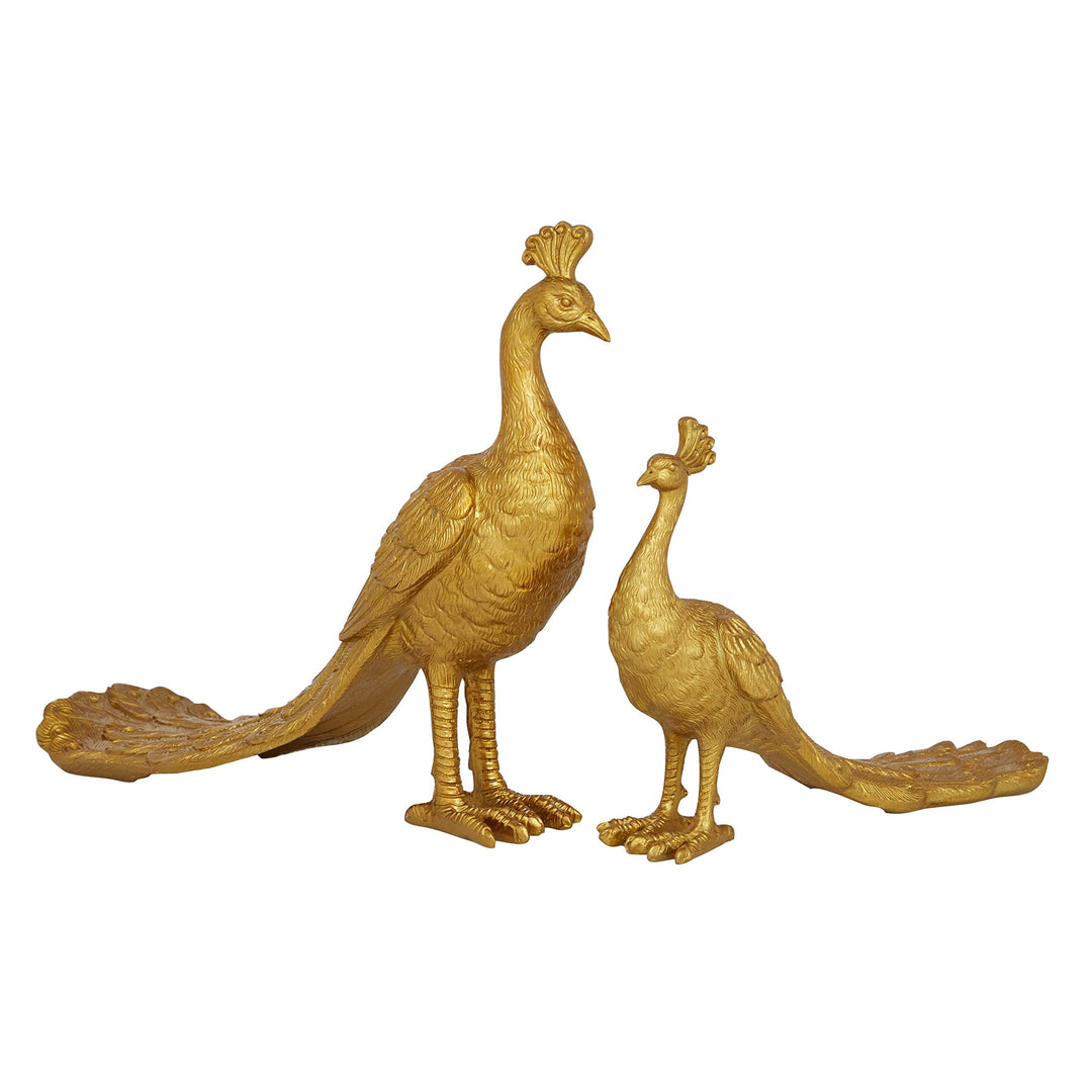 Gold Resin Peacocks Set of 2 14 X 4 11