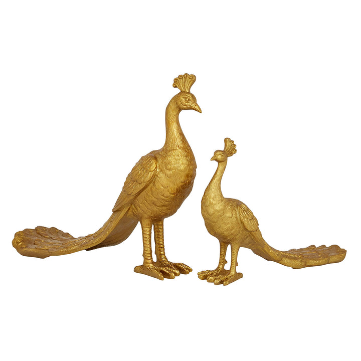 Gold Resin Peacocks Set of 2 14 X 4 11