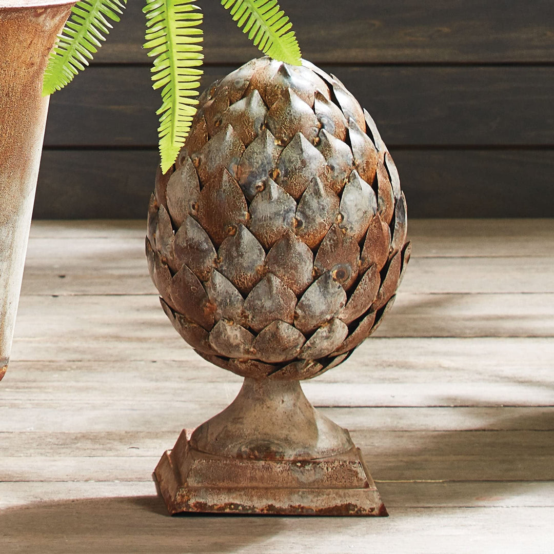Weathered Metal Artichoke Finial Brown Iron Antique - Diamond Home USA
