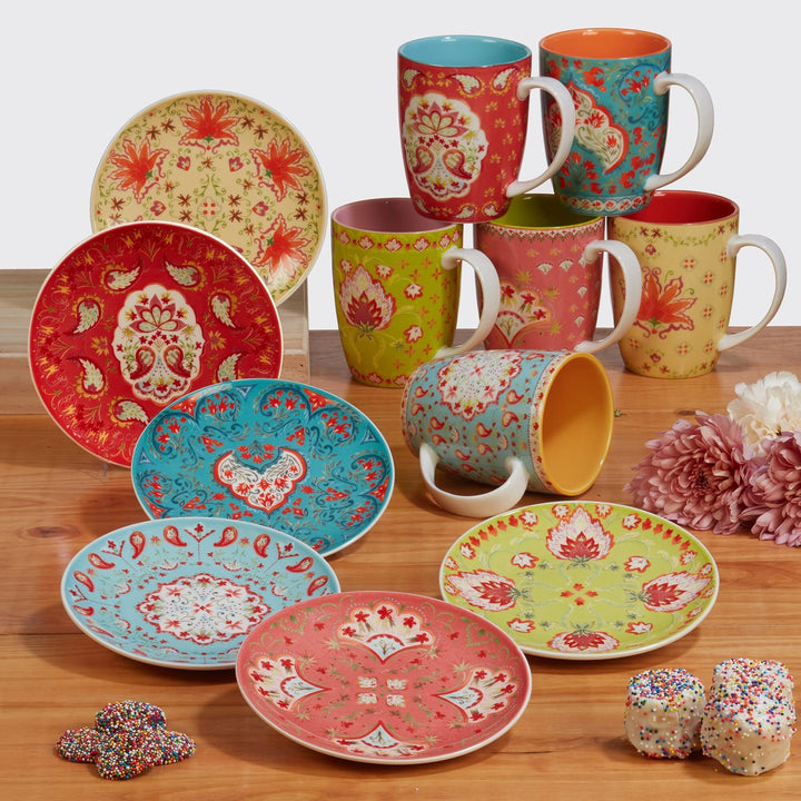 All Purpose 26 Oz. Bowls Set Of 6 Assorted Designs 6.25" Dia X 3" Blue Multi - Diamond Home USA