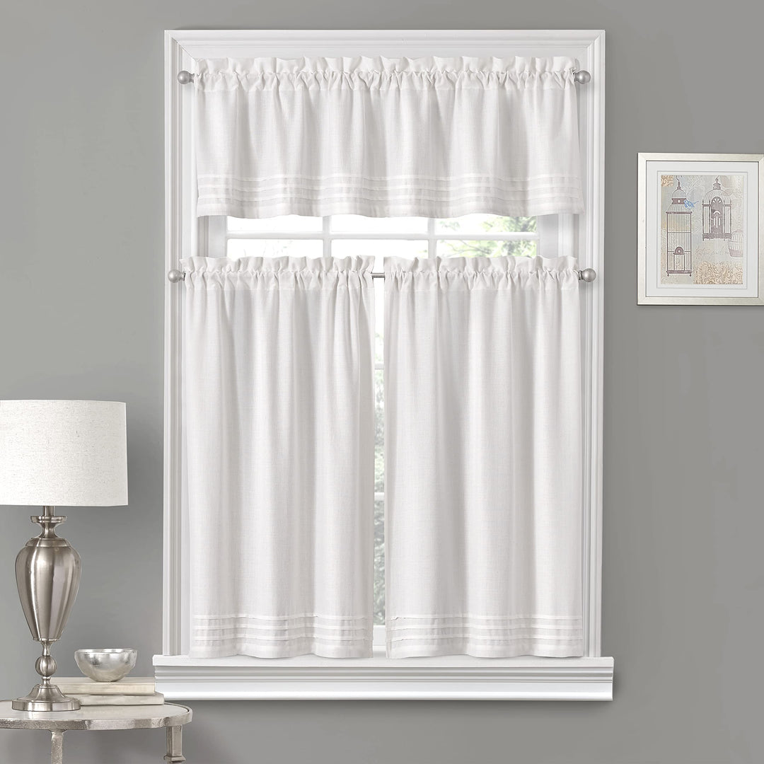 Vue Kingsbury Small Panel Tiers Privacy Window Treatment Pair Bathroom Living White - 52x24 - Diamond Home USA