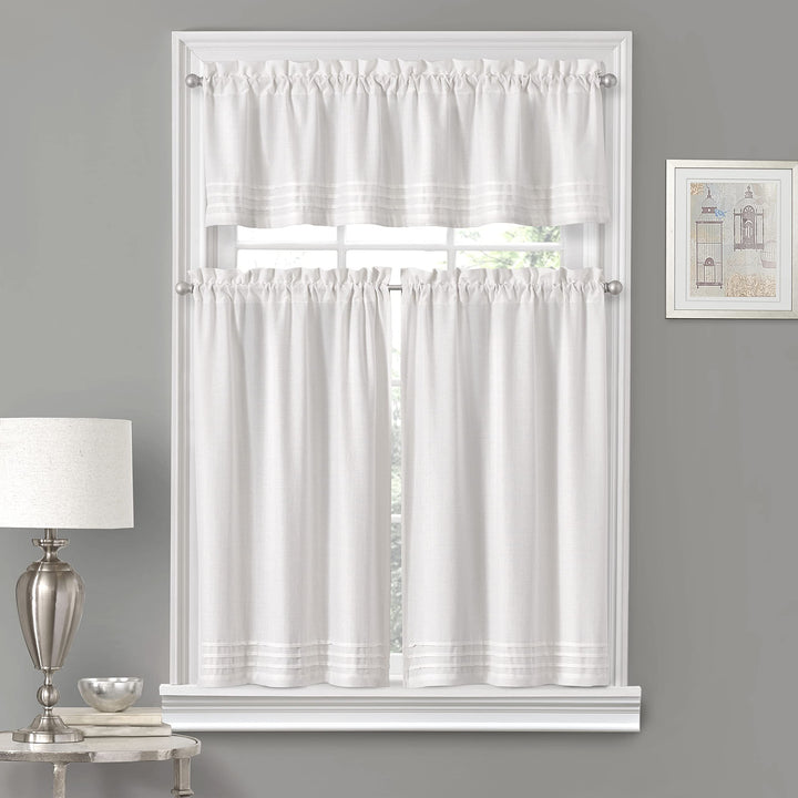 Vue Kingsbury Small Panel Tiers Privacy Window Treatment Pair Bathroom Living White - 52x24 - Diamond Home USA