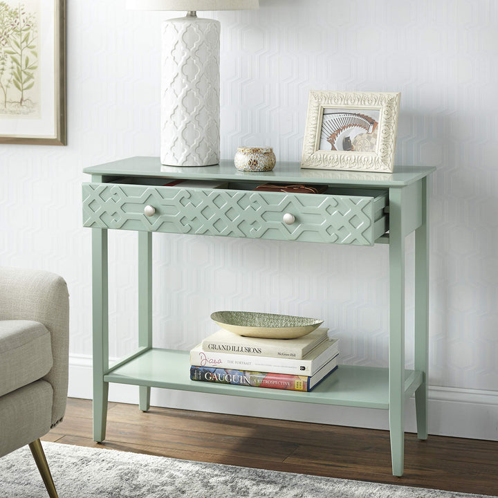 Target Marketing Systems Raya Ultra Modern 2-Drawer Living Room Console Table Mint - Diamond Home USA