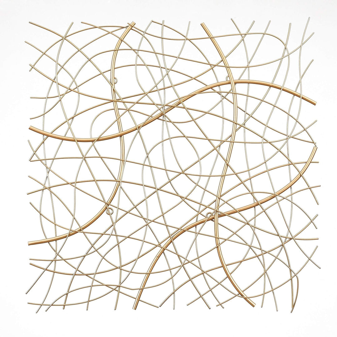 Large Gold Abstract Square Metal Wall Decor Modern Contemporary Iron Includes - Diamond Home USA