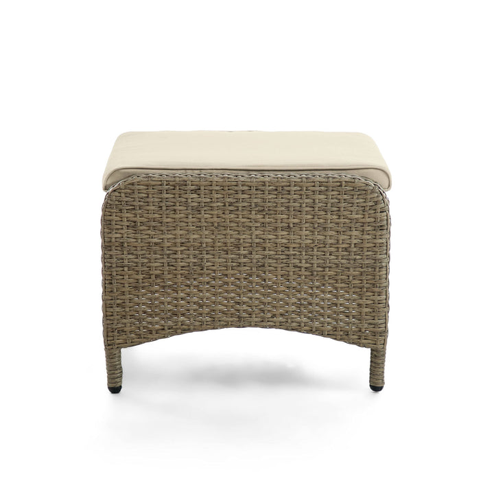 Beige Set of 2 Outdoor Resin Wicker Ottomans with Cushions Brown Classic - Diamond Home USA