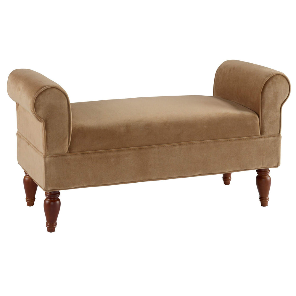 Classic Light Brown Microfiber Bench Solid Modern Contemporary Traditional - Diamond Home USA