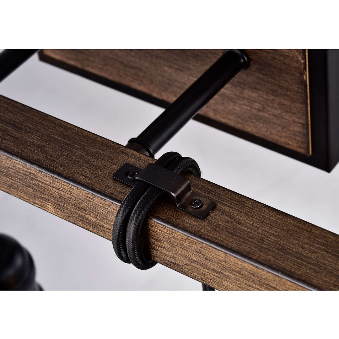 The Lighting Store Betisa 6-Light Antique Black and Faux Wood Grain Finish - Diamond Home USA