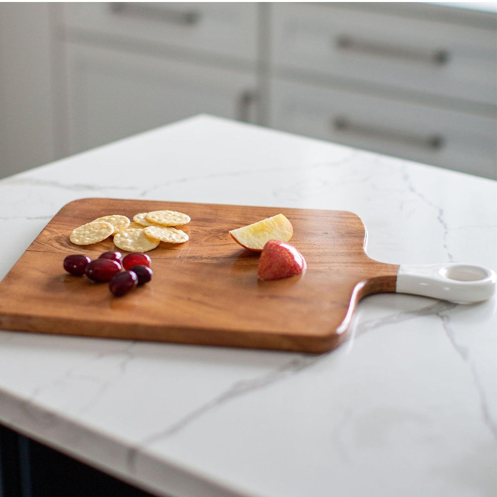 Wood + White Collection Acacia Square Board Medium Brown Rectangle - Diamond Home USA