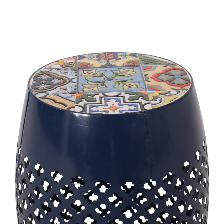 Christopher Knight Home Henry Indoor Lace Cut Side Table with Tile Top Dark Blue - Diamond Home USA