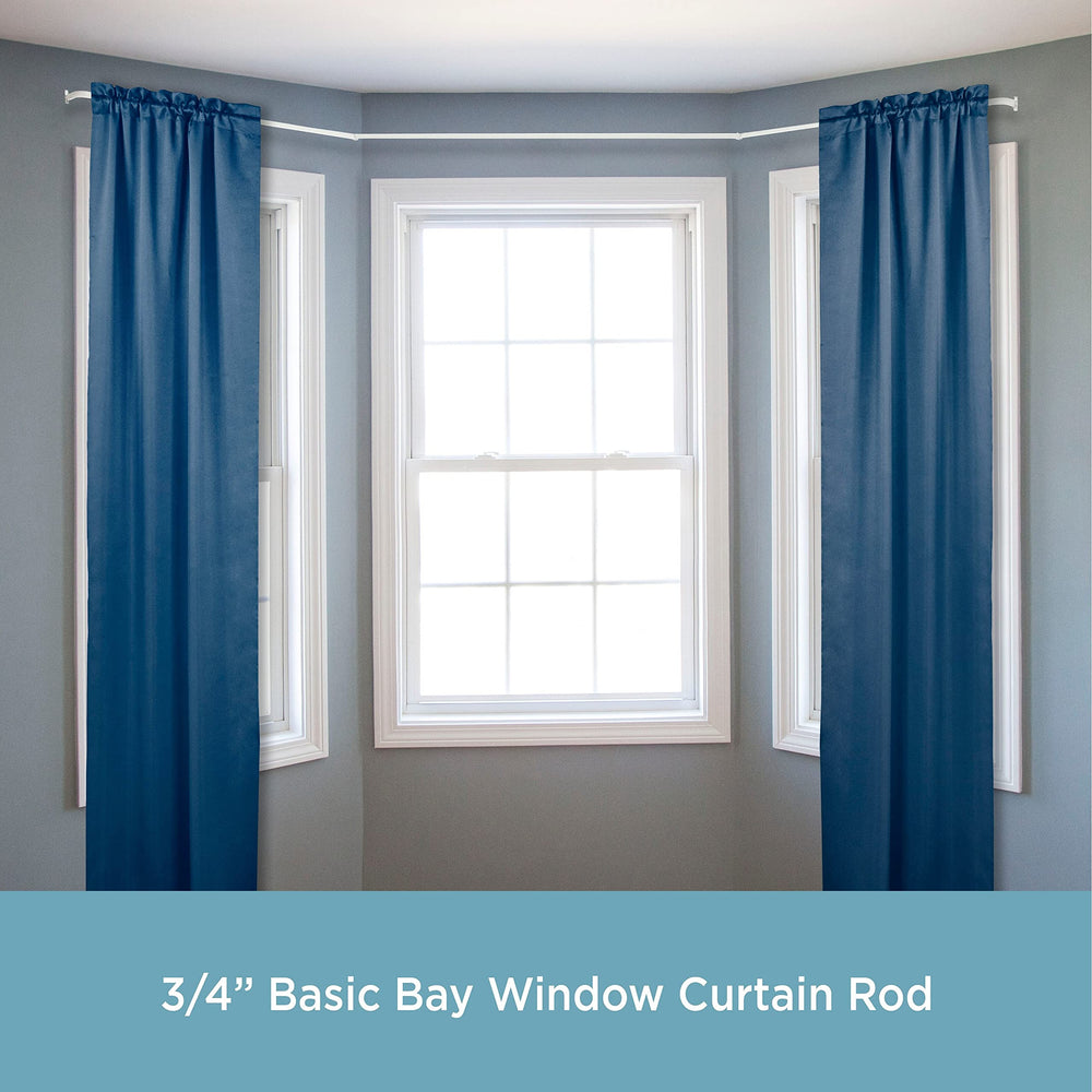 Basic Bay Window Curtain Rod 18-42" 36-63" White Steel - Diamond Home USA