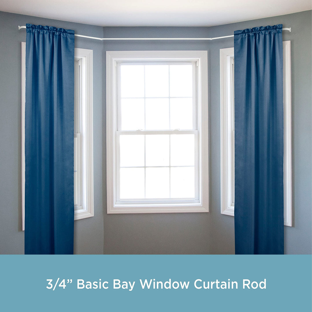 Basic Bay Window Curtain Rod 18-42" 36-63" White Steel - Diamond Home USA