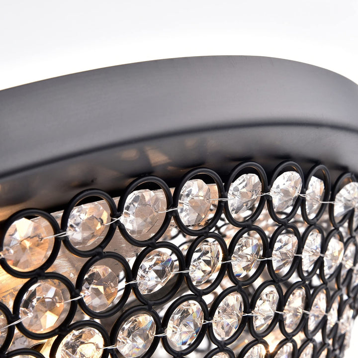 First Lighting Alkes Clear Glass/Black Finish Metal 9-light Flush Mount - Diamond Home USA