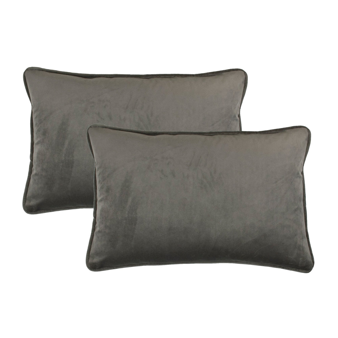 Sherry Kline Richmond Velvet Boudoir Pillow (Set of 2) 13x20 Medium Grey Taupe Grey