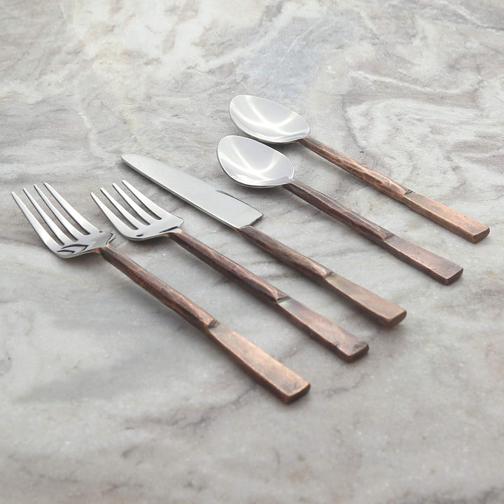 20-piece Copper Antique 4-person Flatware Set Modern Contemporary Stainless - Diamond Home USA