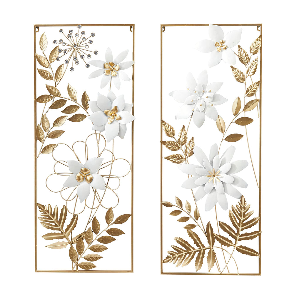 Gold Metal Coastal Floral Wall (Set Of 2) Nautical - Diamond Home USA