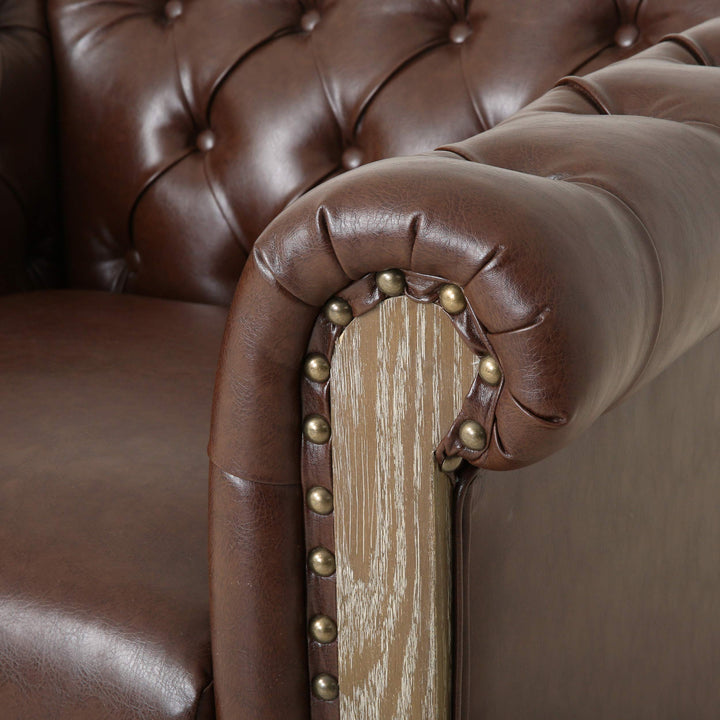 Christopher Knight Home Castalia Club Chair Dark Brown + Natural 33.5D x 39W x - Diamond Home USA