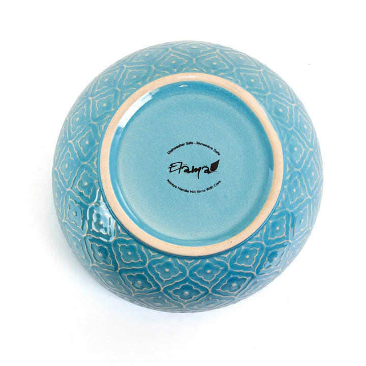 16 Piece Round toneware Dinnerware Set in Aqua Blue Textured Casual Microwave - Diamond Home USA