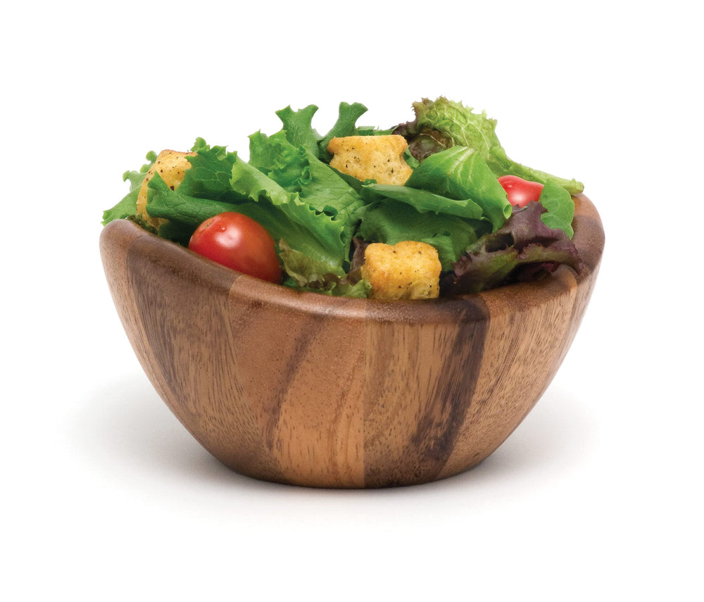 Lipper International Acacia 6 x 3 Wave Bowl Set of 4 20 fl.oz. Brown - Diamond Home USA