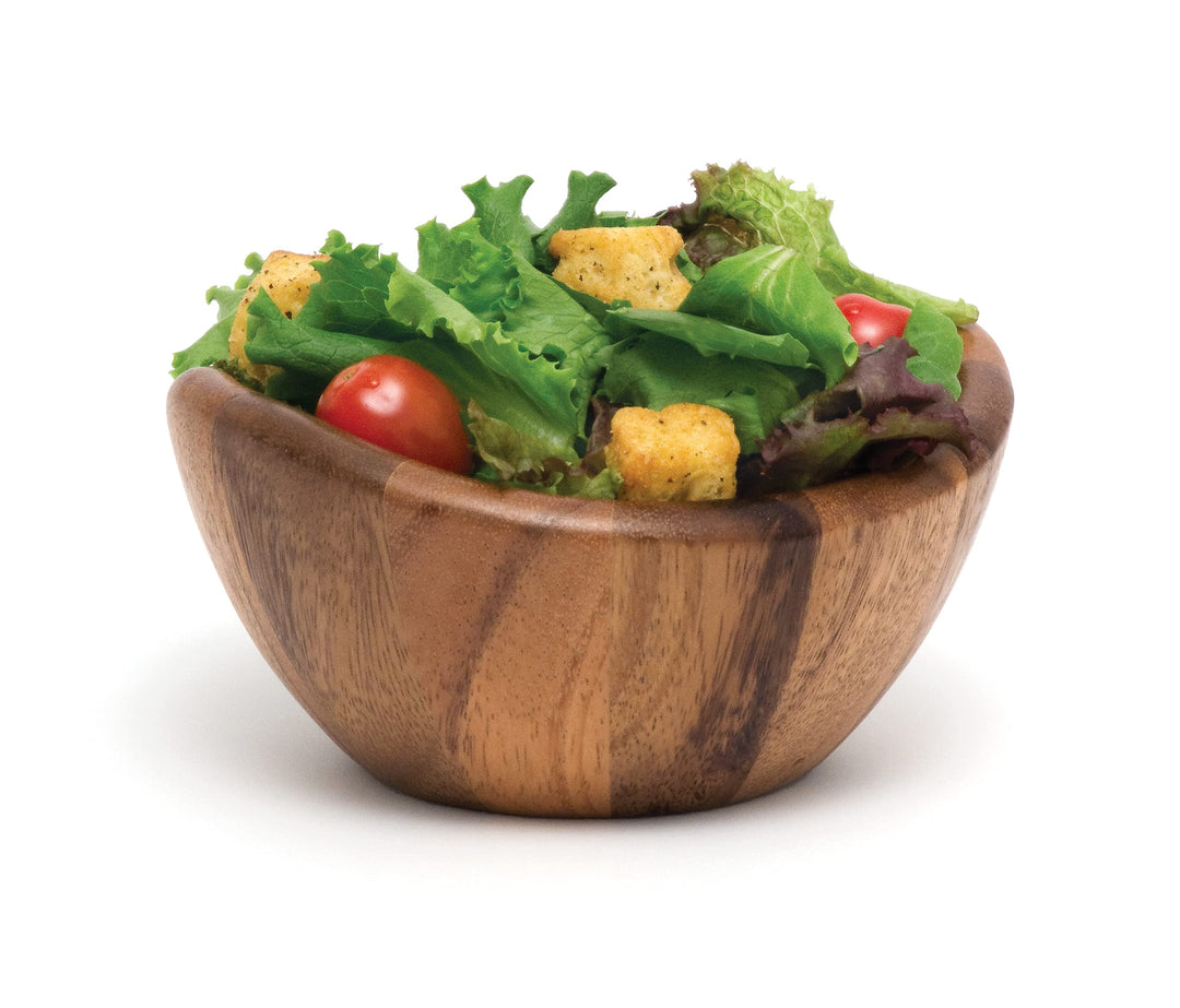 Lipper International Acacia 6 x 3 Wave Bowl Set of 4 20 fl.oz. Brown - Diamond Home USA