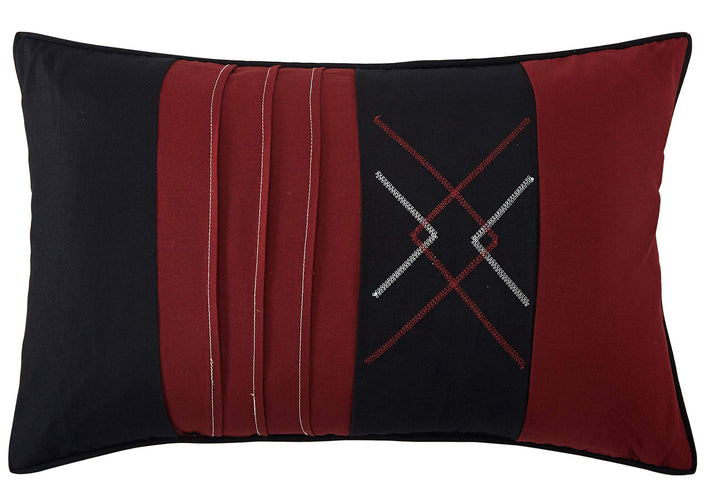 Stratford Park Geometric 7 Piece Comforter Bedding Set Black/Wine King Size 100%