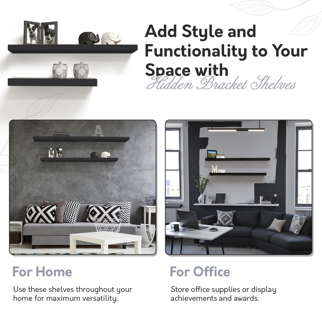 InPlace Durable Shelf with Invisible Brackets - Easy to Install & Remove Deep - Diamond Home USA