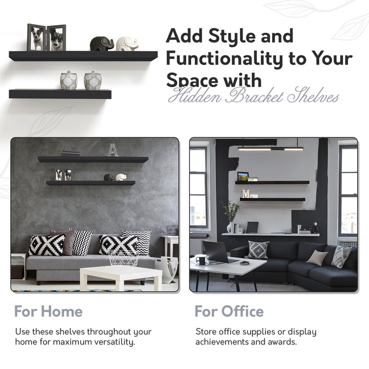 InPlace Durable Shelf with Invisible Brackets - Easy to Install & Remove Deep - Diamond Home USA