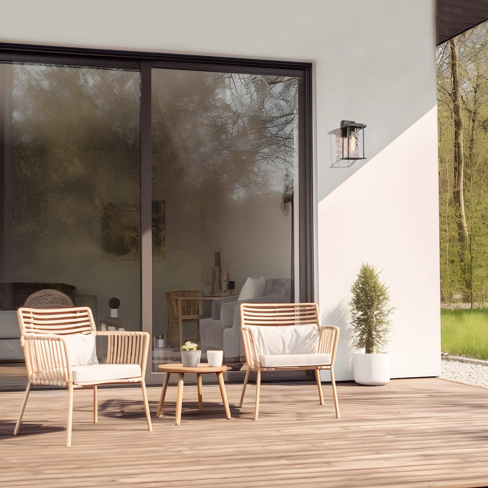 1-Light Black Outdoor Sconces with Rippled Glass for Porch L 13.4" X W 6.7" H . - Diamond Home USA