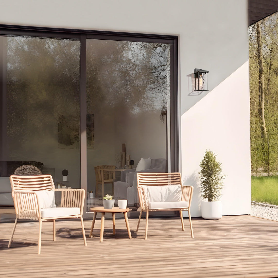 1-Light Black Outdoor Sconces with Rippled Glass for Porch L 13.4" X W 6.7" H . - Diamond Home USA