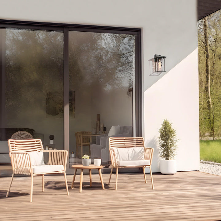 1-Light Black Outdoor Sconces with Rippled Glass for Porch L 13.4" X W 6.7" H . - Diamond Home USA