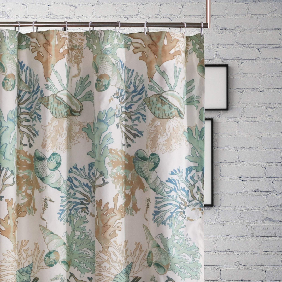 Shower Curtain 72x72-inch Jade Brown Green Orange Nature Nautical Coastal - Diamond Home USA