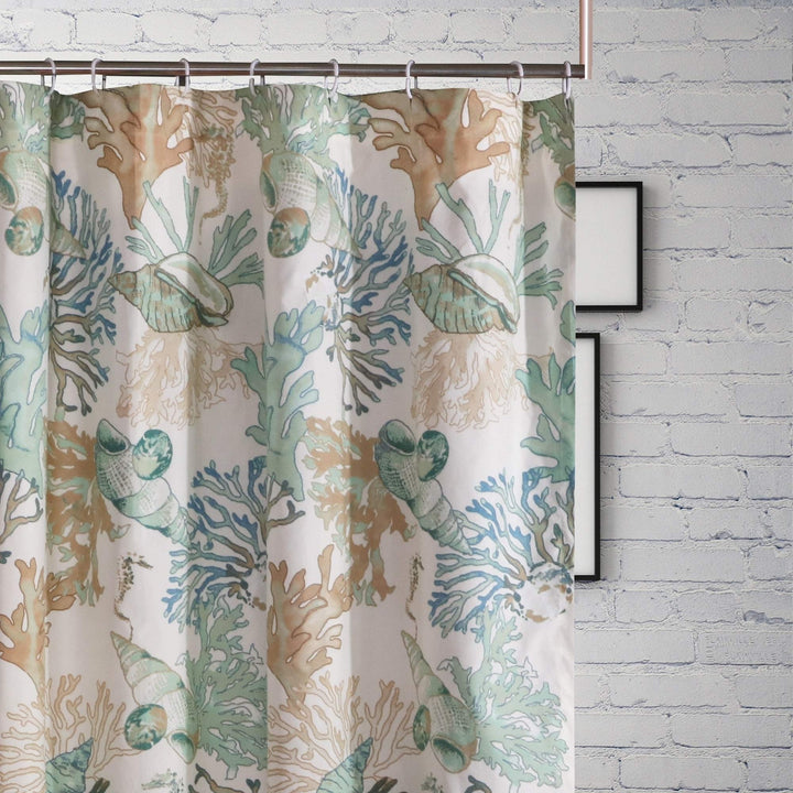 Shower Curtain 72x72-inch Jade Brown Green Orange Nature Nautical Coastal - Diamond Home USA