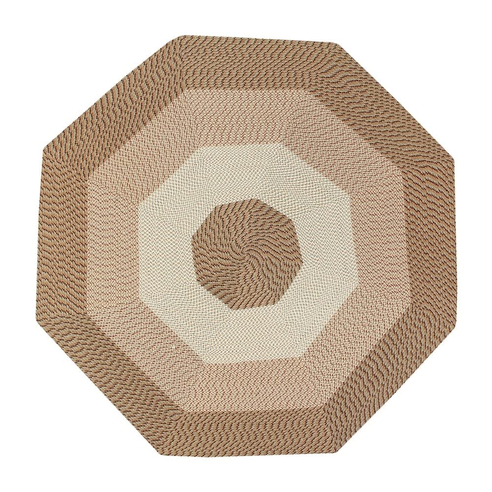 Better Trends Country Braid Collection is Durable and Stain Resistant Reversible 72" Round - Burgundy Stripe - Diamond Home USA