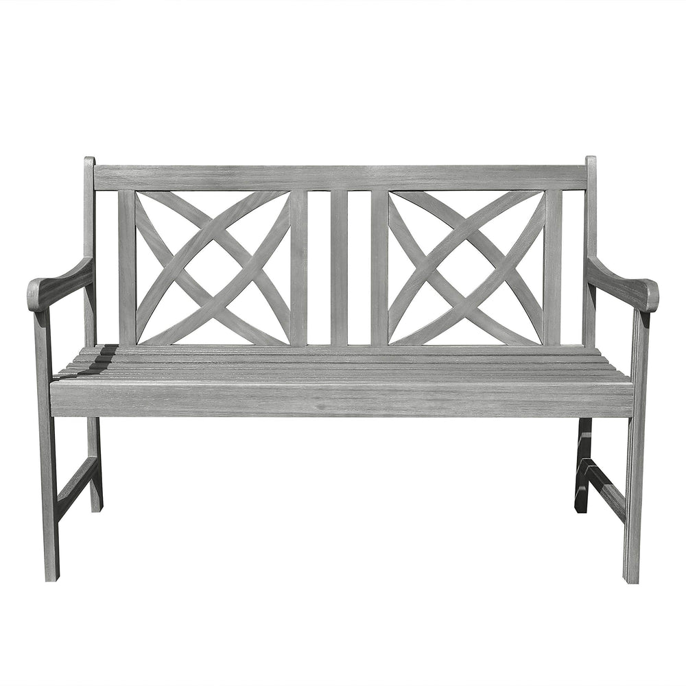 Surfside 4-Foot Outdoor Hand-Scraped Hardwood Garden Bench Grey Traditional - Diamond Home USA