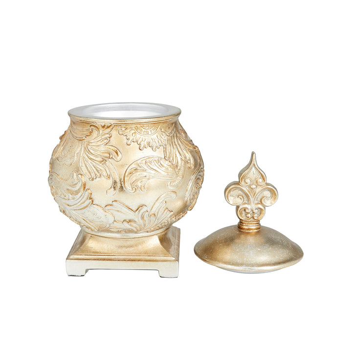 Gold Polystone Traditional Decorative Jar 13 X 8 Stoneware - Diamond Home USA
