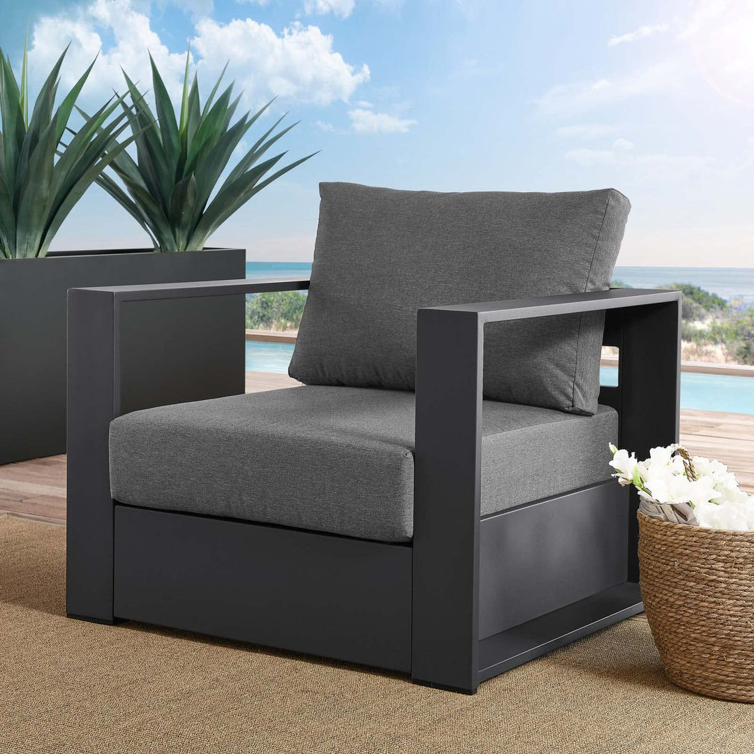 Modway Tahoe Modern Fabric/Aluminum Outdoor Armchair in White/Gray