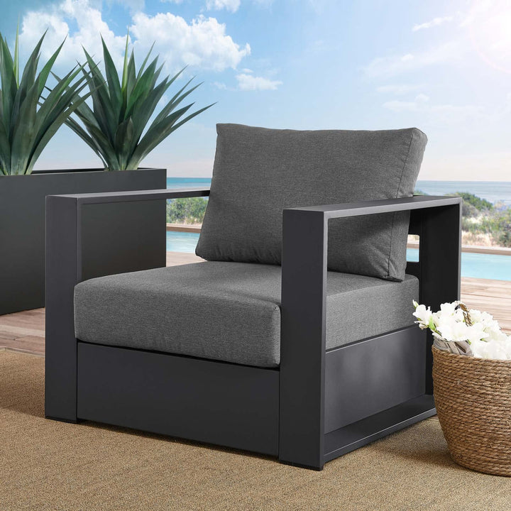 Modway Tahoe Modern Fabric/Aluminum Outdoor Armchair in White/Gray