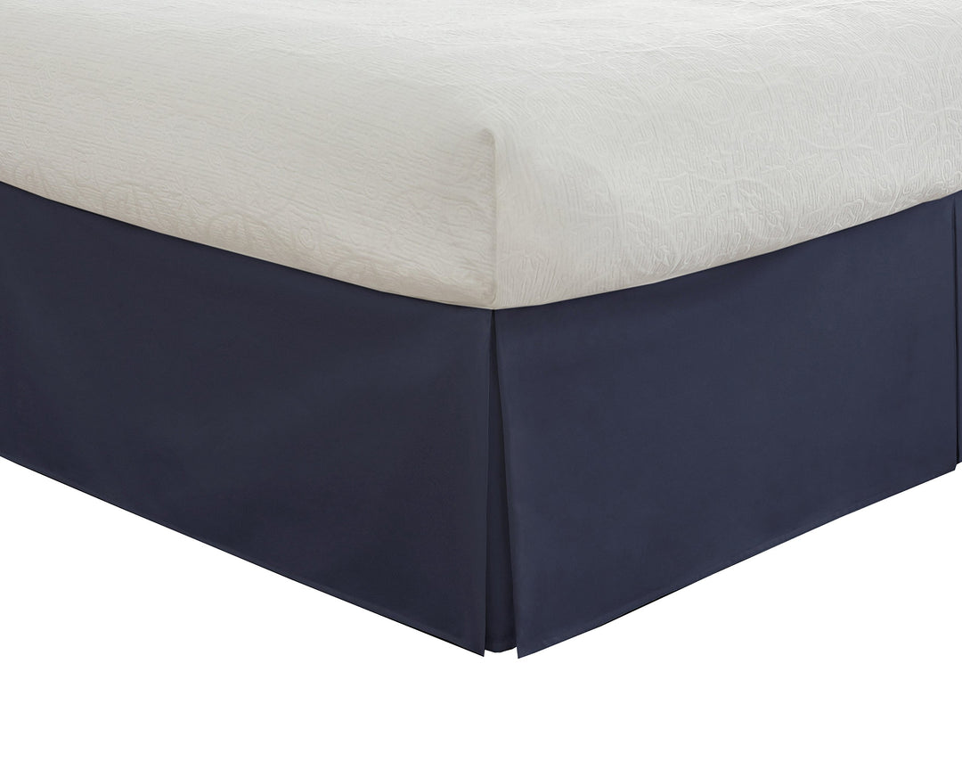Fresh Ideas Bedding Tailored Bedskirt Classic 14” Drop Length Pleated Styling Navy - King