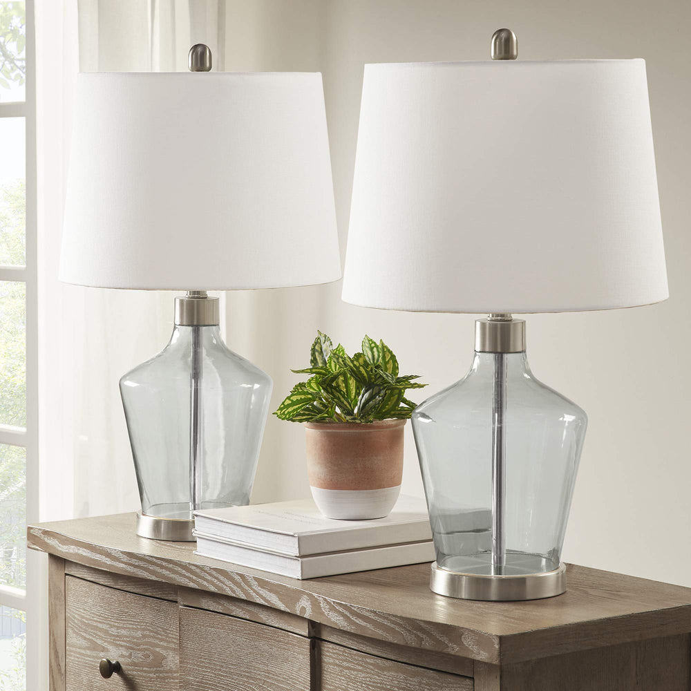 510 Design Harmony Table Lamp Set of 2 Modern Design Grey Tinted Glass Body with - Diamond Home USA
