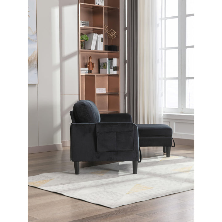 Black Reversible Sectional Sleeper Sofa with Storage and 3 Throw Pillows - Diamond Home USA