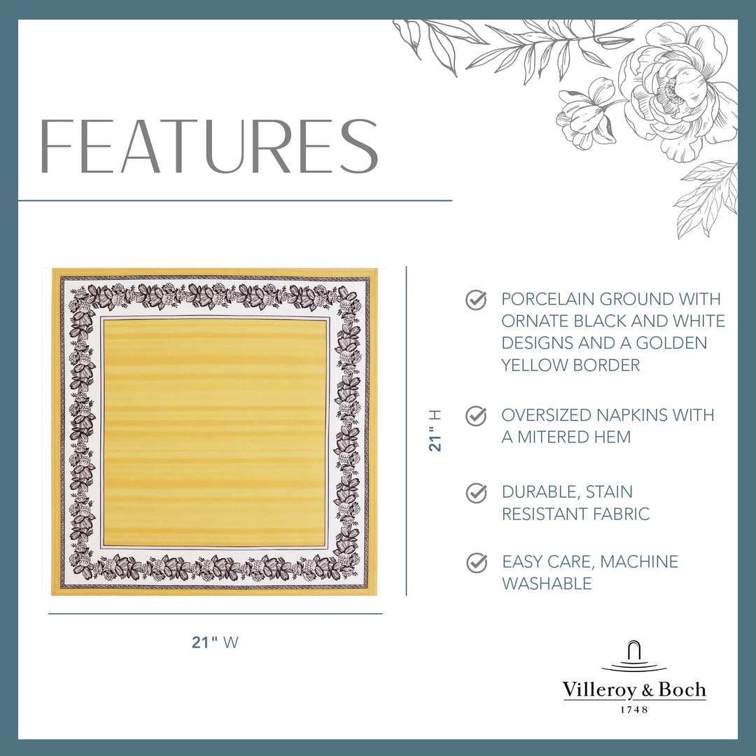 Villeroy and Boch Audun Oversized Cotton Fabric Napkins 21 Inches by 21 Inches - Diamond Home USA