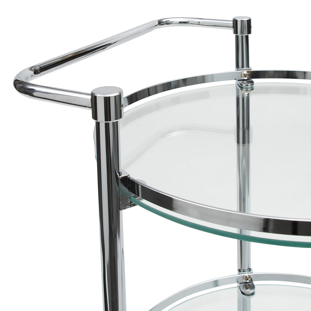 Organize It All Rolling 3 Tier Glass Circular Serving Cart Silver (Model: - Diamond Home USA