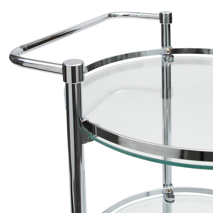 Organize It All Rolling 3 Tier Glass Circular Serving Cart Silver (Model: - Diamond Home USA